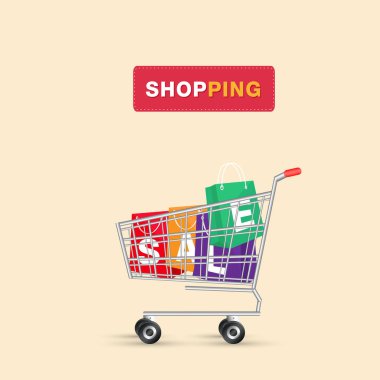 Satılık çanta arka plan vektör görüntü alışveriş sepeti