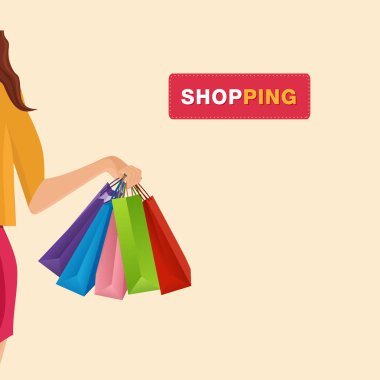Alışveriş torbaları arka plan vektör görüntü tutan el alışveriş