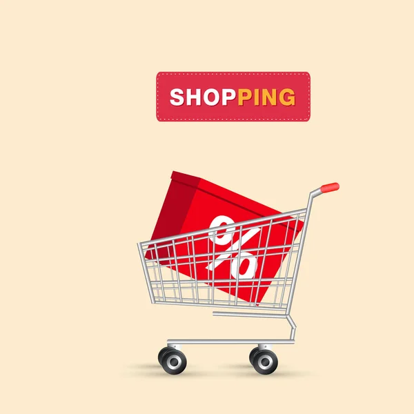 Shopping Rutan Vagn Bakgrund Vector Image — Stock vektor