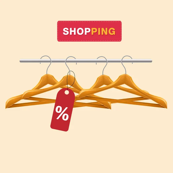 Winkelen Kleding Hanger Tag Vector Achtergrondafbeelding — Stockvector