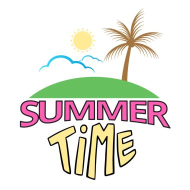 Yaz zaman Adası Hindistan cevizi Güneş bulut arka plan vektör görüntü