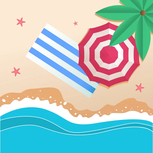Summer Beach Umbrella Tapis Plage Image Vectorielle Fond — Image vectorielle