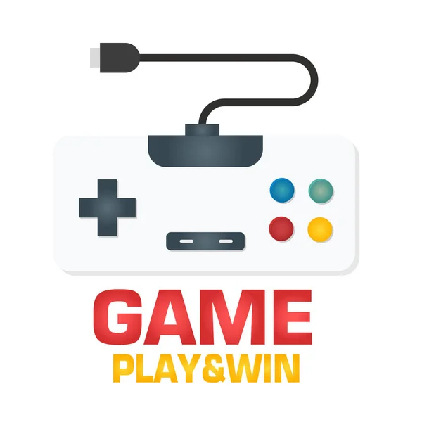 Juego Jugar Ganar Retro Gamepad Icono Vector Imagen — Archivo Imágenes Vectoriales