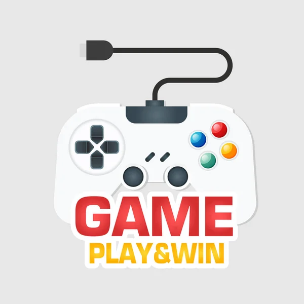 Juego Jugar Ganar Joystick Blanco Icono Imagen Vectorial — Archivo Imágenes Vectoriales