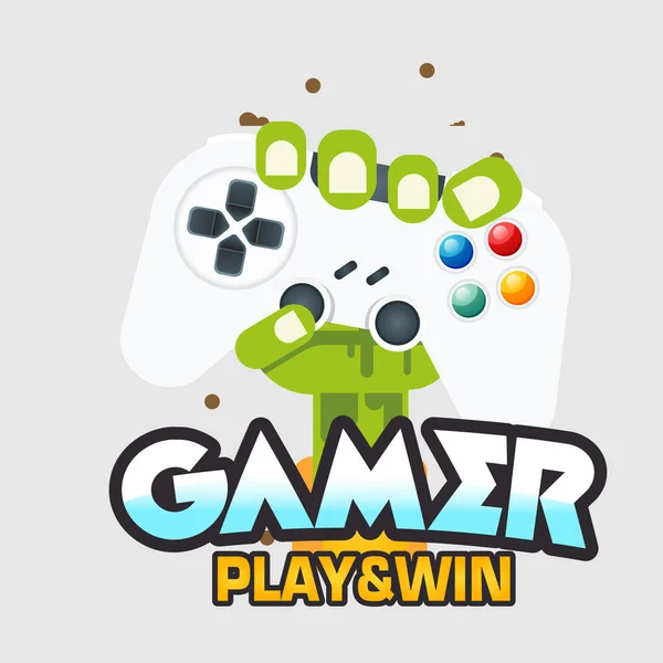 Gamer Play Win Vuist Hand Met Joystick Vector Image — Stockvector