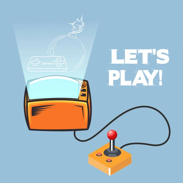 Let Play Retro Video Game Joystick Vector Image — Stockvector