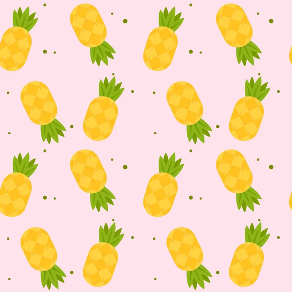 黄色いパイナップル ピンク パターン背景ベクトル画像 — ストックベクタ