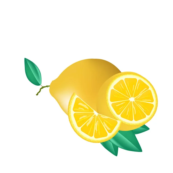 Ovocné Ikony Citron Rozdělit Bílé Pozadí Vektorový Obrázek — Stockový vektor