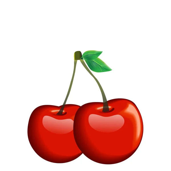 Gyümölcs Cseresznye Fehér Háttér Vektor Ikonkép — Stock Vector