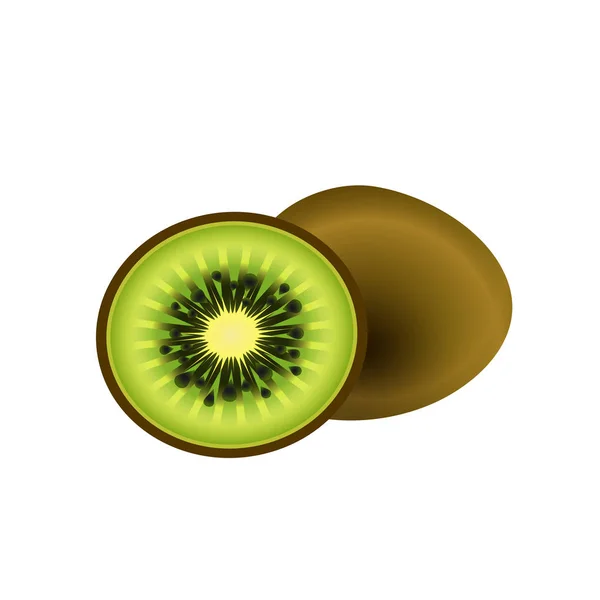 Icono Fruta Kiwi Fondo Blanco Vector Imagen — Vector de stock