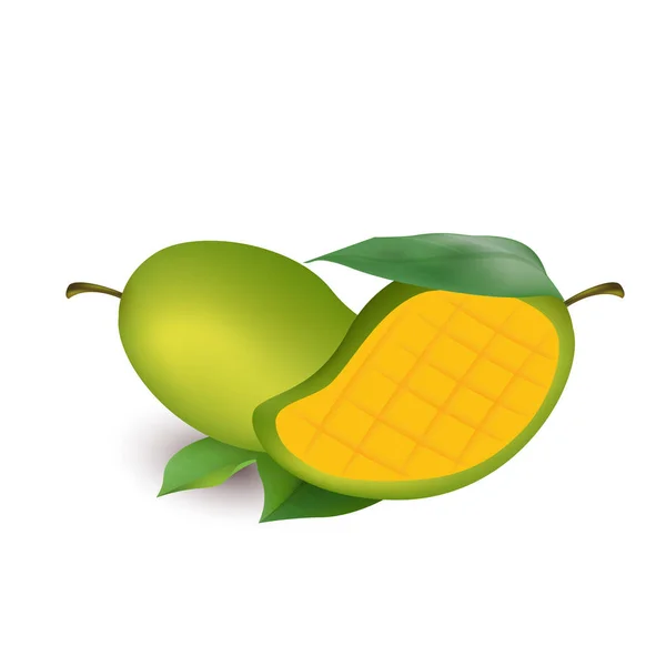 Immagine Vettoriale Sfondo Bianco Mango Icona Frutta — Vettoriale Stock