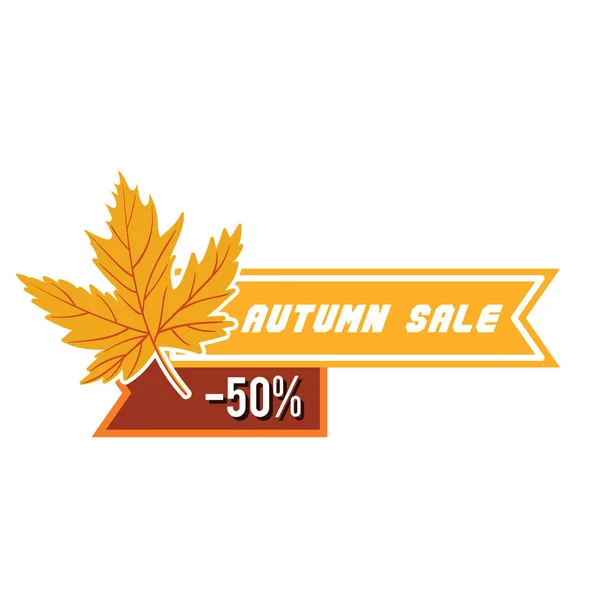 Autumn Sale Maple Tag Ribbon Vector Image — Stock Vector