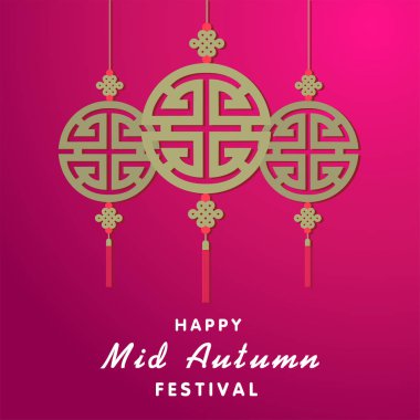 Mutlu Orta Sonbahar Festivali süsleme kırmızı arka plan vektör görüntü