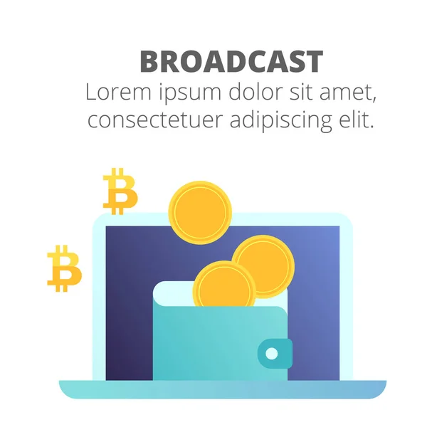 Blockchain Concepto Monedero Bitcoin Fondo Vector Imagen — Vector de stock