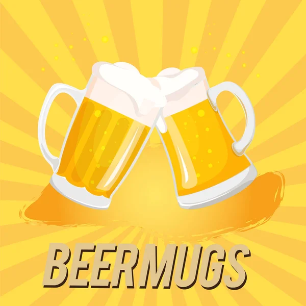 啤酒杯两杯啤酒矢量图像 — 图库矢量图片