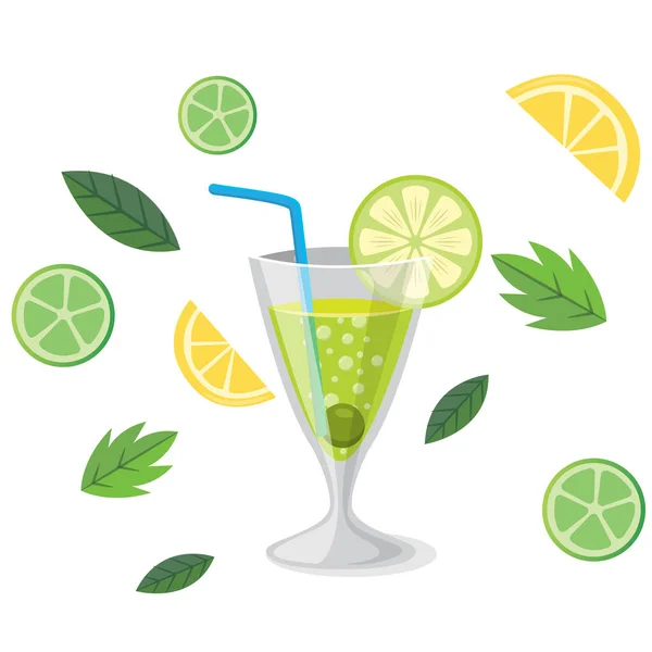 Bea Margarita Cocktail Lemon Background Vector Imagine — Vector de stoc