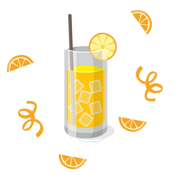 Beber Jugo Naranja Fondo Naranja Vector Imagen — Vector de stock