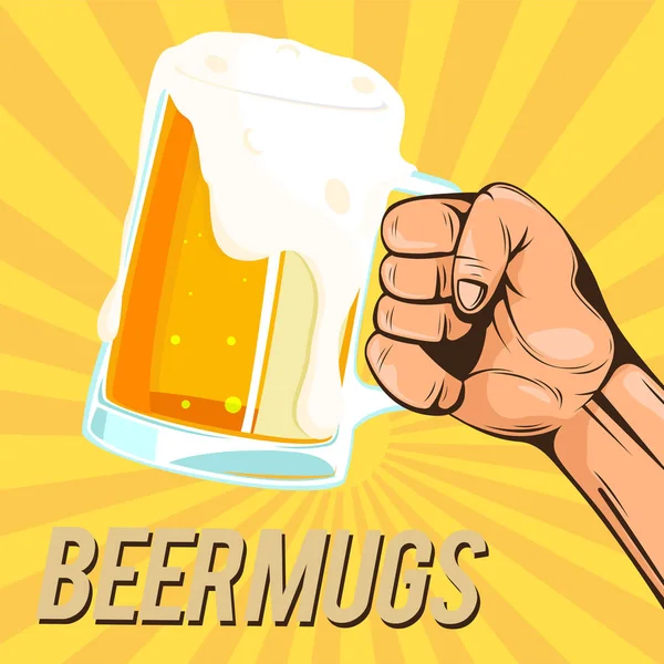啤酒杯手拿一杯啤酒矢量图像 — 图库矢量图片