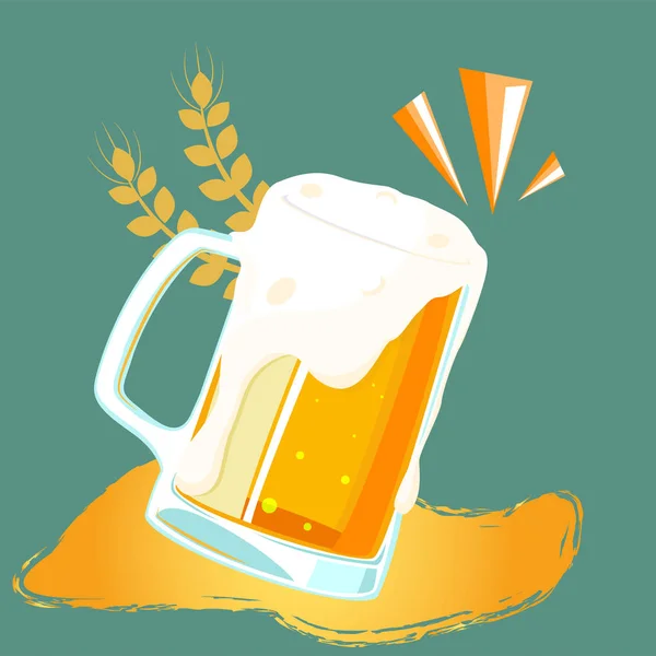 Vypijte Šálek Piva Ječmen Pozadí Vektorový Obrázek — Stockový vektor