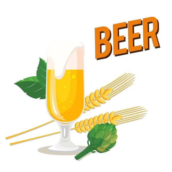 Bicchiere Birra Birra Orzo Sfondo Vettoriale Immagine — Vettoriale Stock