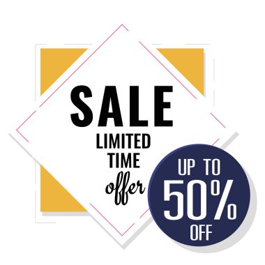 Satılık sınırlı zaman teklif yukarı % 50 kare arka plan vektör görüntüsü