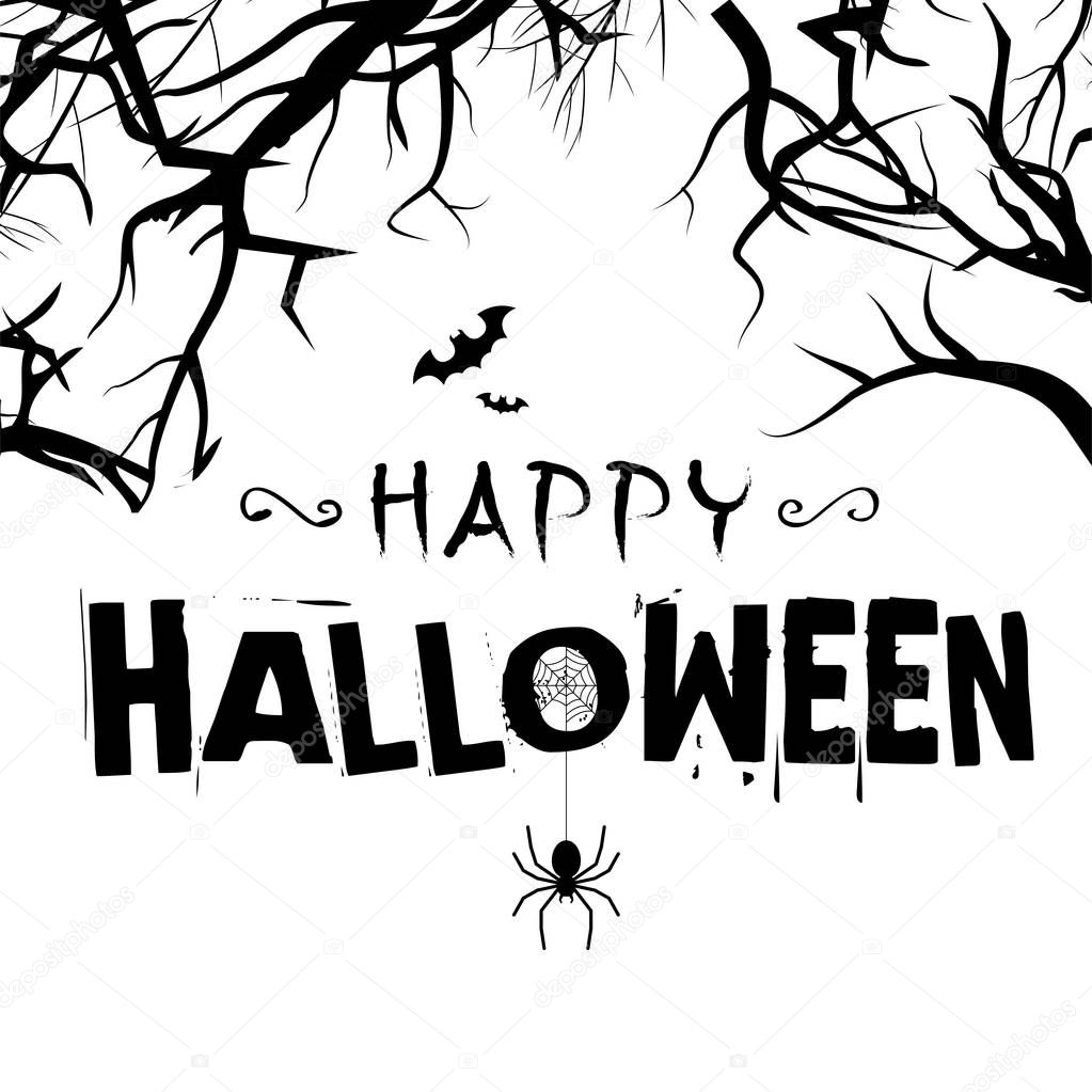 Happy Halloween Spiders Tree Branch Background Vector Image