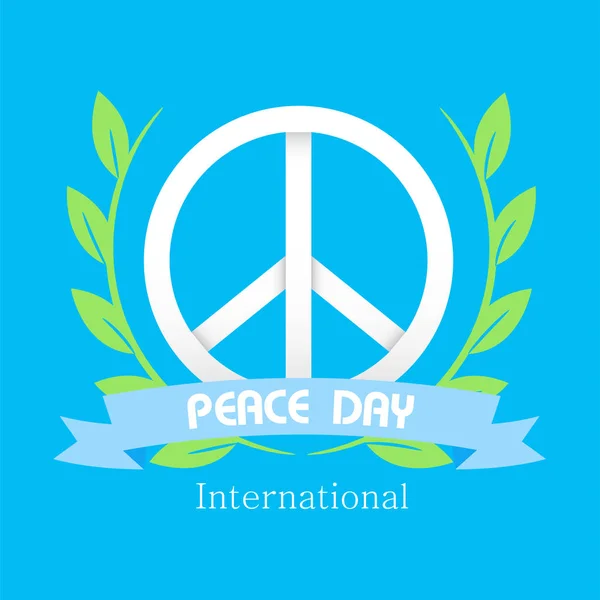 平和の日リボン平和のシンボル オリーブの枝ベクトル画像 — ストックベクタ