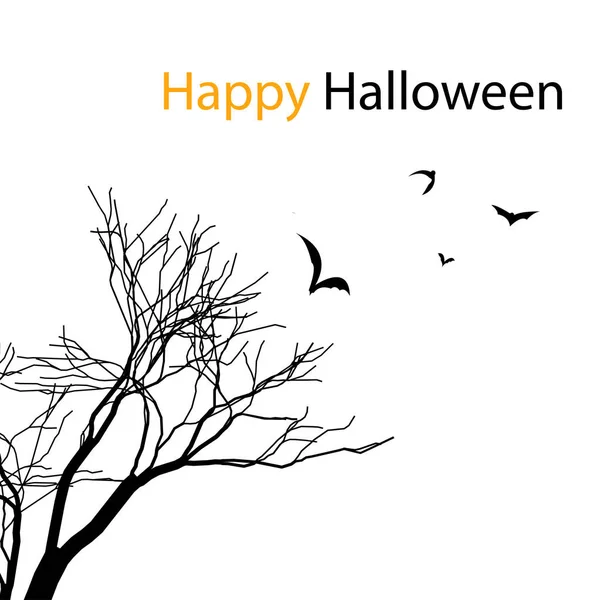 Feliz Halloween Morcegos Árvore Ramo Vetor Imagem Vetor De Stock
