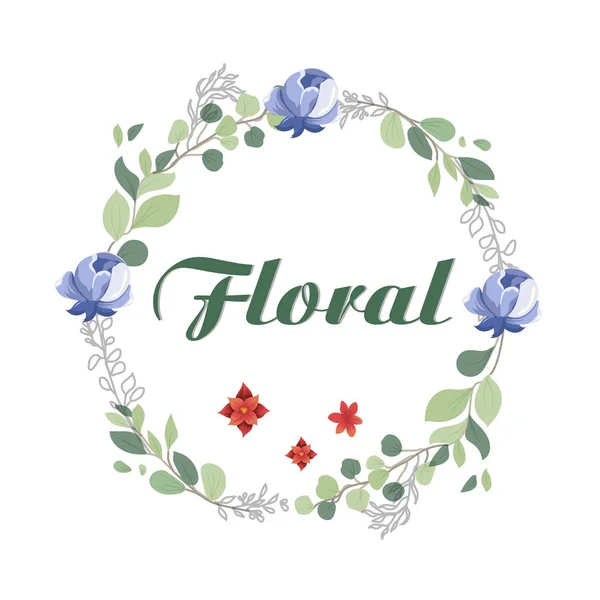 Floral Pourpre Fleurs Cercle Cadre Blanc Fond Vectoriel Image — Image vectorielle
