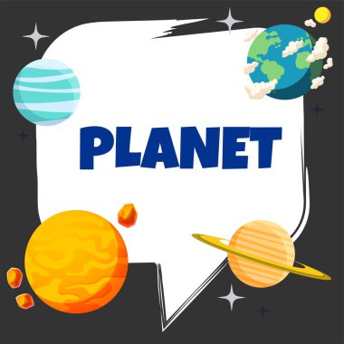 Gezegen konuşma balonu tasarım siyah arka plan vektör görüntü