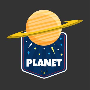 Gezegen Satürn tasarım siyah arka plan vektör görüntü