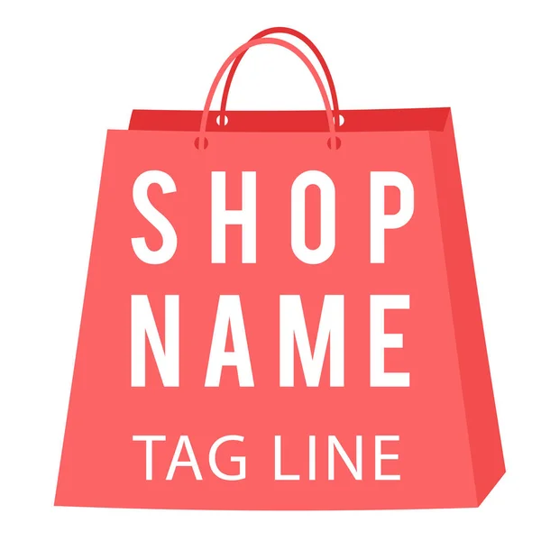 Shop Name Tag Line Pink Bag Background Vector Image — Stock Vector