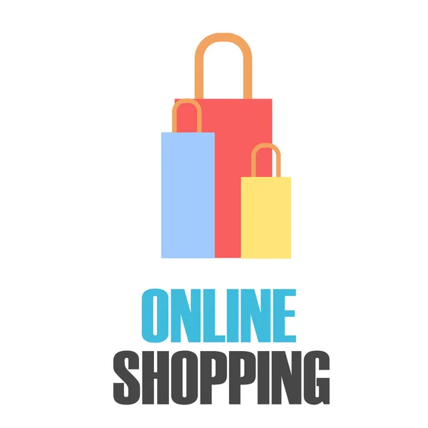 Online Shopping Färgglada Väskor Bakgrund Vector Image — Stock vektor