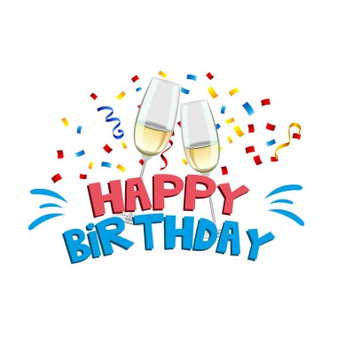 İyi ki doğdun iki şarap kadehi vektör görüntü arka plan