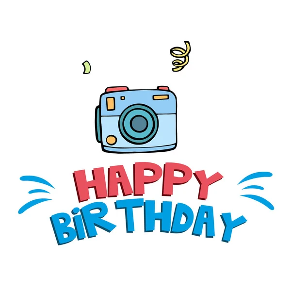 Feliz Aniversário Azul Câmera Fundo Vetor Imagem Ilustração De Stock