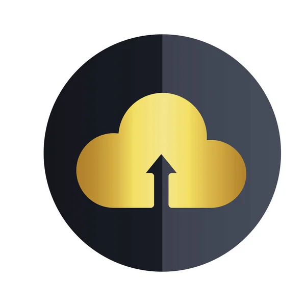 Télécharger Sur Cloud Icône Black Circle Image Vectorielle Fond — Image vectorielle