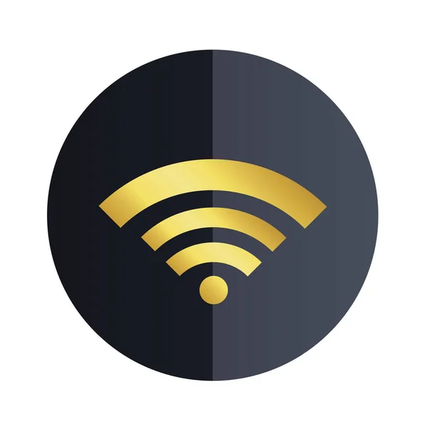 Wifi Icona Cerchio Nero Sfondo Immagine Vettoriale — Vettoriale Stock