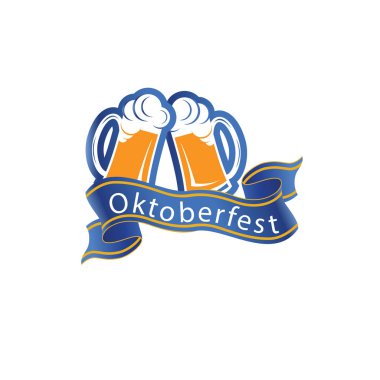 Oktoberfest şerit iki bardak bira görüntü vektör
