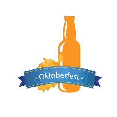 Oktoberfest Blue Ribbon bira şişe arka plan vektör görüntü