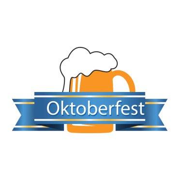 Oktoberfest Blue Ribbon bira kupa arka plan vektör görüntü