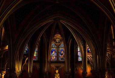 13. yüzyıl Gotik Şapel Sainte-Chapelle, Paris iç