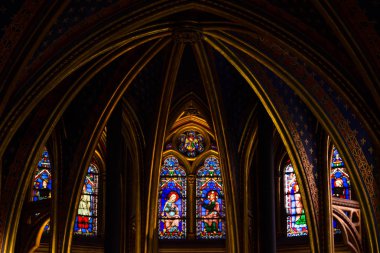 13. yüzyıl Gotik Şapel Sainte-Chapelle, Paris iç