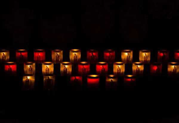 Lighted Candles Cathdrale Notre Dame Paris 13Th Century Cathedral — Stock Photo, Image