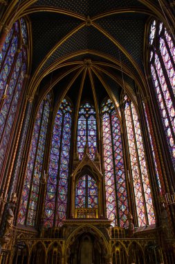 13. yüzyıl Gotik Şapel Sainte-Chapelle, Paris iç