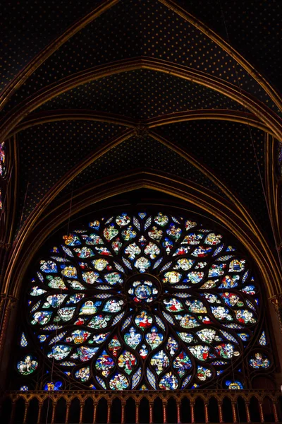 Wnętrze Wiecznej Gotyckiej Kaplicy Sainte Chapelle Paryż — Zdjęcie stockowe