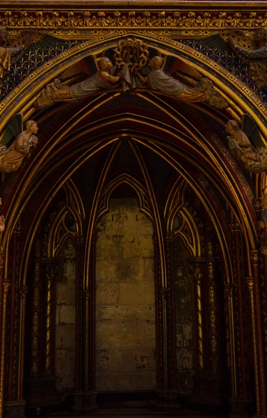 Wnętrze Wiecznej Gotyckiej Kaplicy Sainte Chapelle Paryż — Zdjęcie stockowe