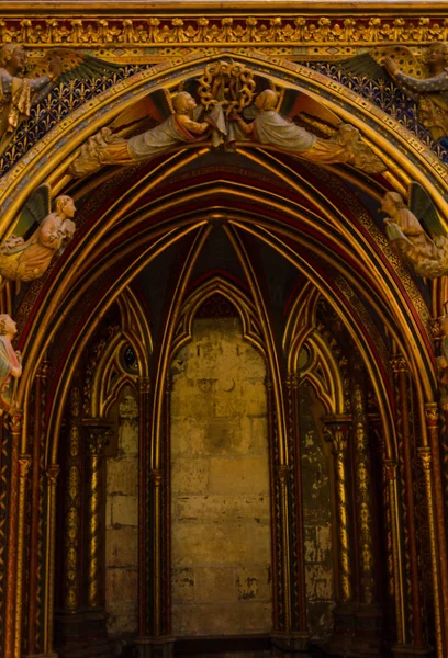Wnętrze Wiecznej Gotyckiej Kaplicy Sainte Chapelle Paryż — Zdjęcie stockowe