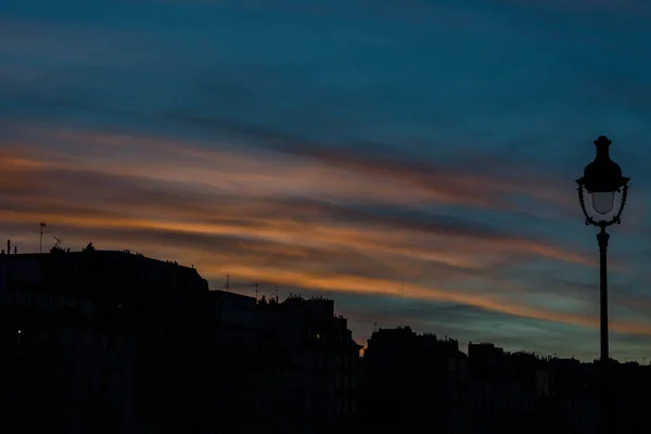 Gece Şehir Manzaraları Pont Seine Nehri Paris Saint Michel Yuvarlak — Stok fotoğraf