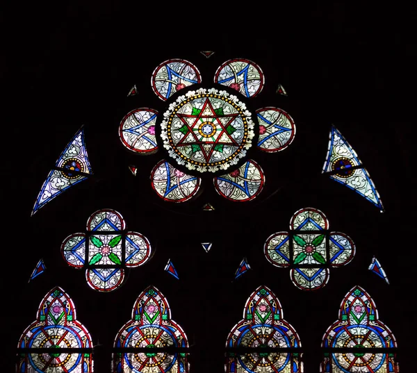 Pozoruhodné Vitrážová Okna Cathdrale Notre Dame Paris Století Katedrála — Stock fotografie