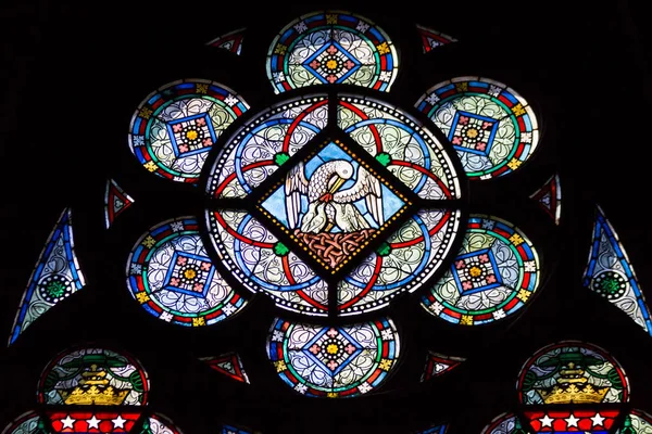 Anmärkningsvärda Glasmålningar Cathdrale Notre Dame Paris Talet Katedral — Stockfoto